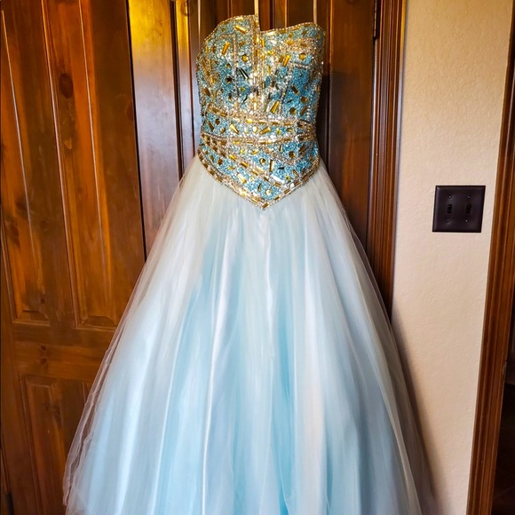 Terani Couture Dresses & Skirts - Terani Couture Jeweled Baby Blue Ball Gown